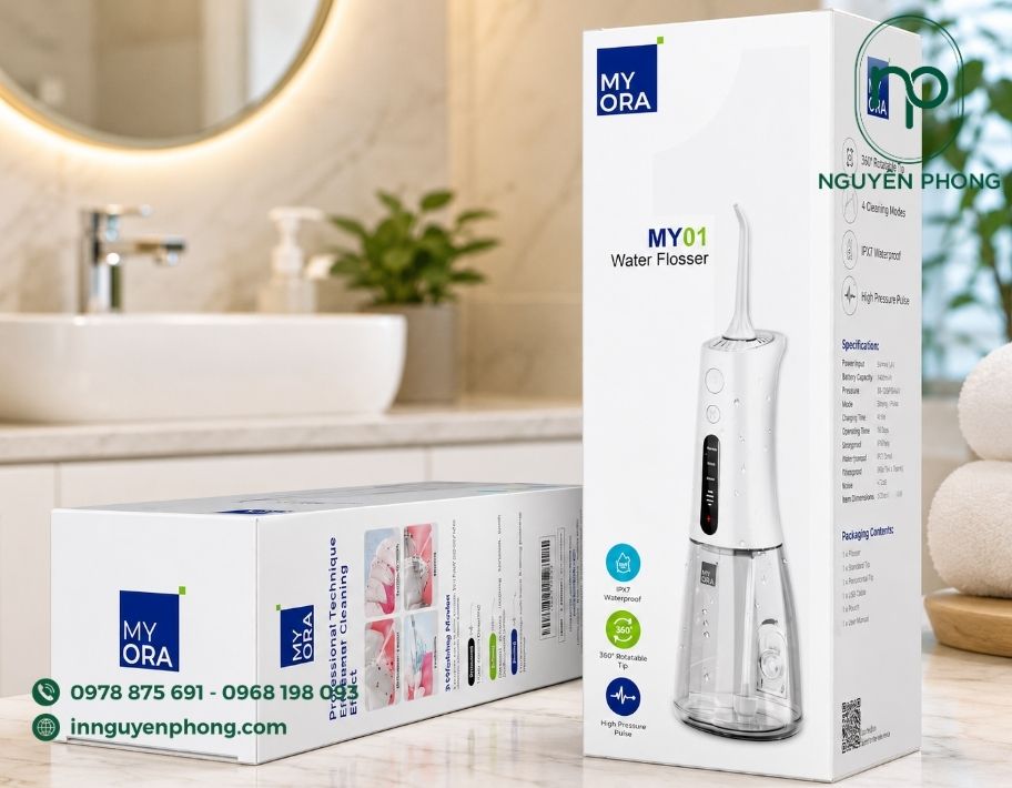 Mâu in hộp đựng máy tăm nước phổ biến 